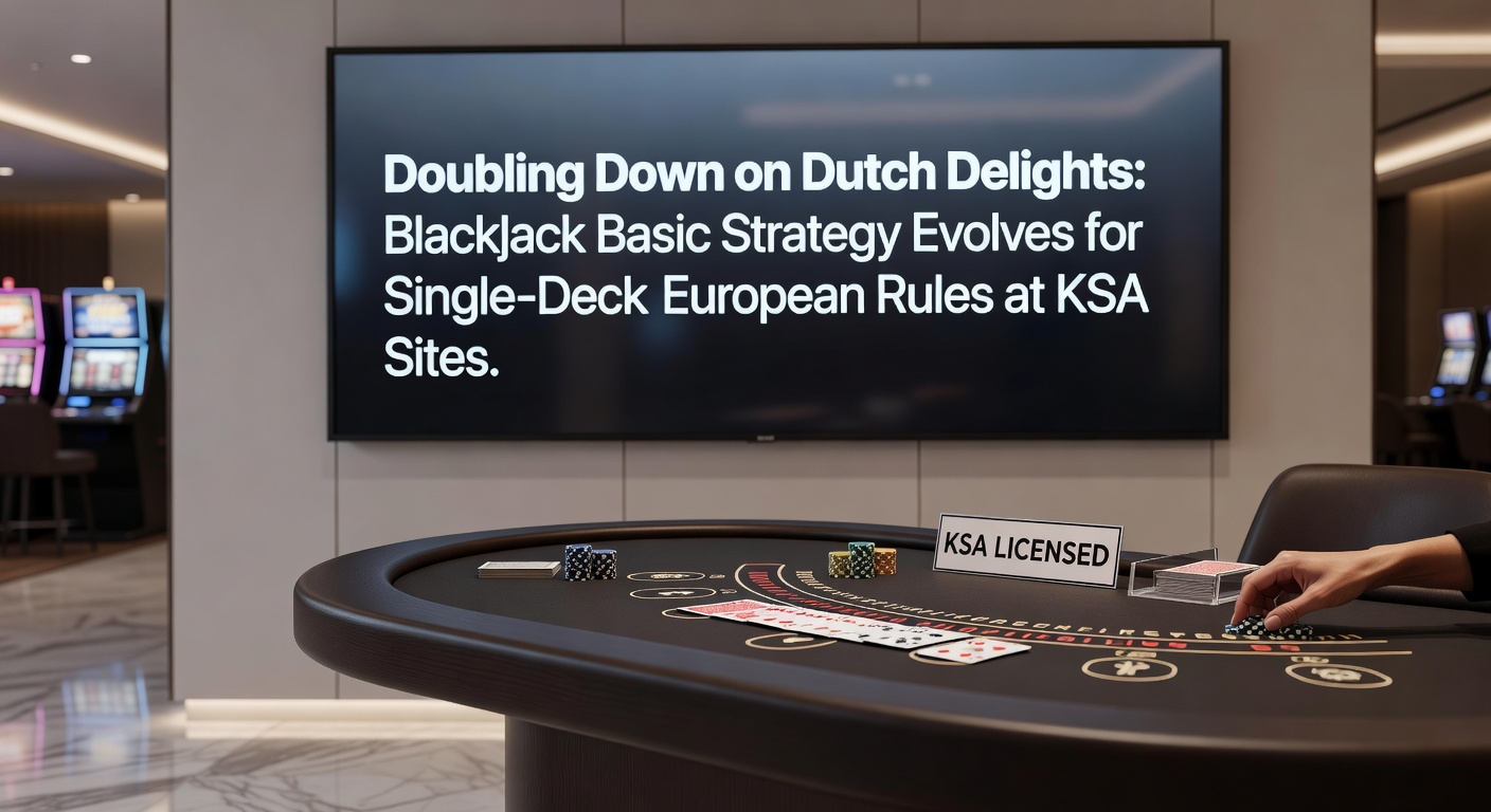 Blackjack tafel met single-deck spelkaarten en fiches in een Nederlands online casino setting