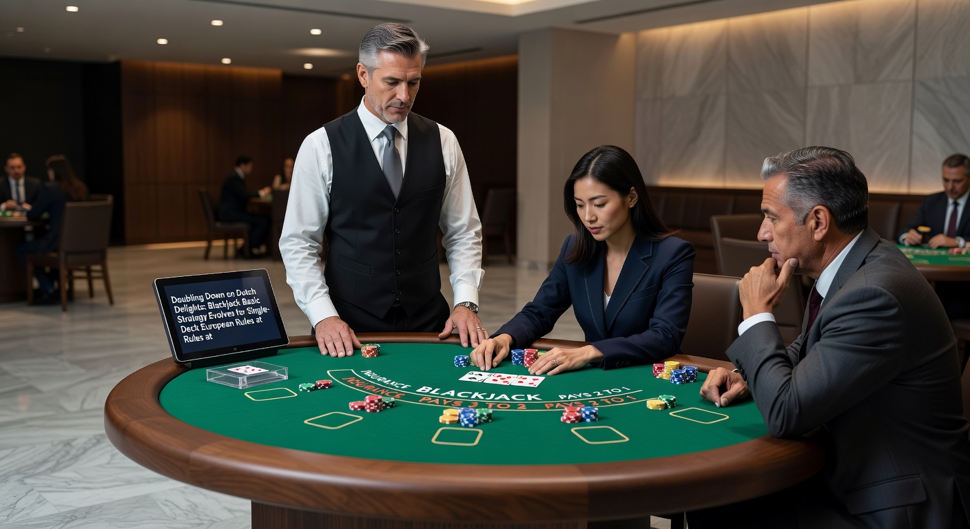 Strategiekaart voor single-deck blackjack met markeringen voor doubling down posities