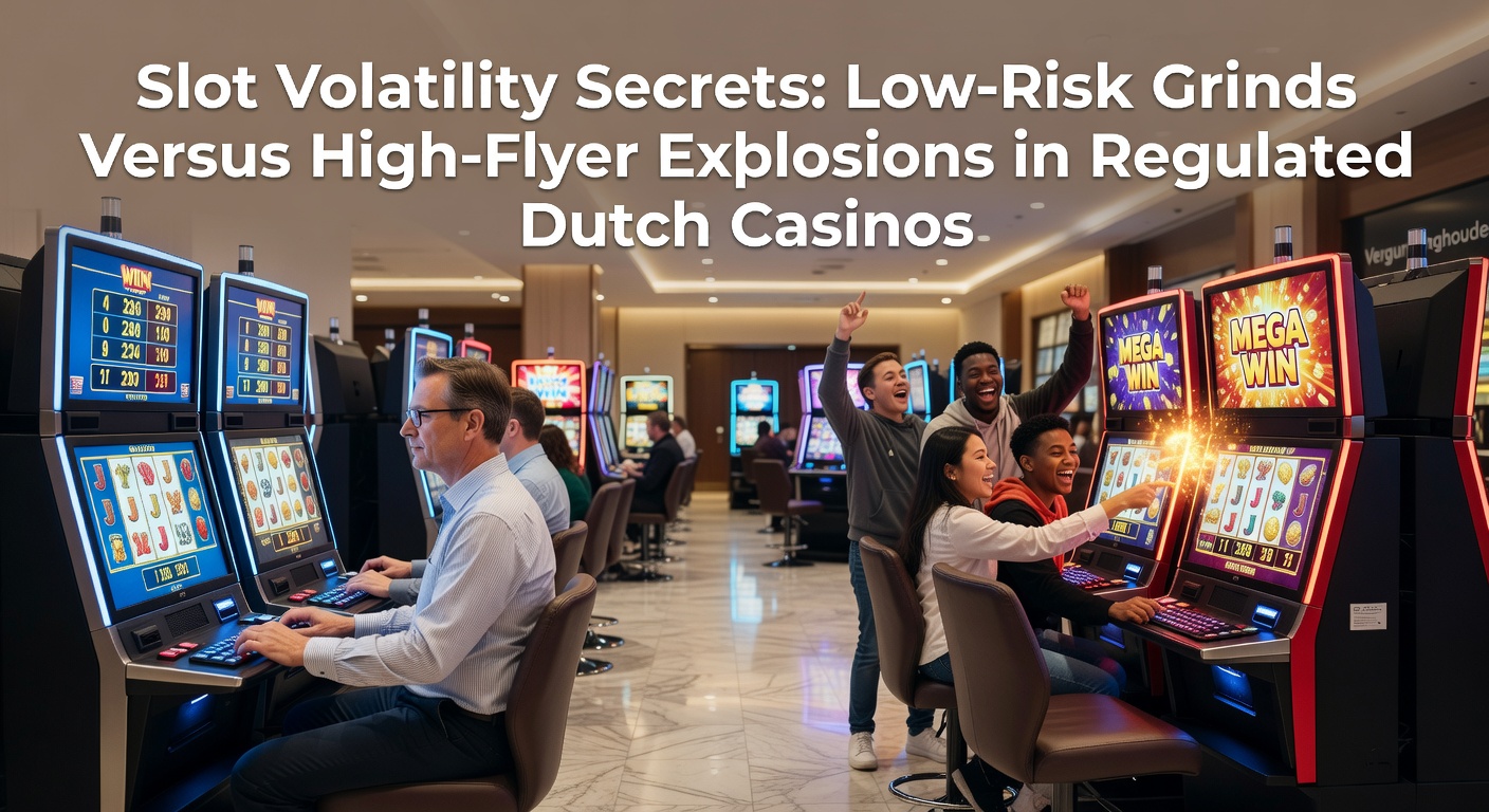 Grafiek die lage en hoge slot volatiliteit vergelijkt met winfrequentie en uitbetalingspotentieel in Nederlandse online casinos