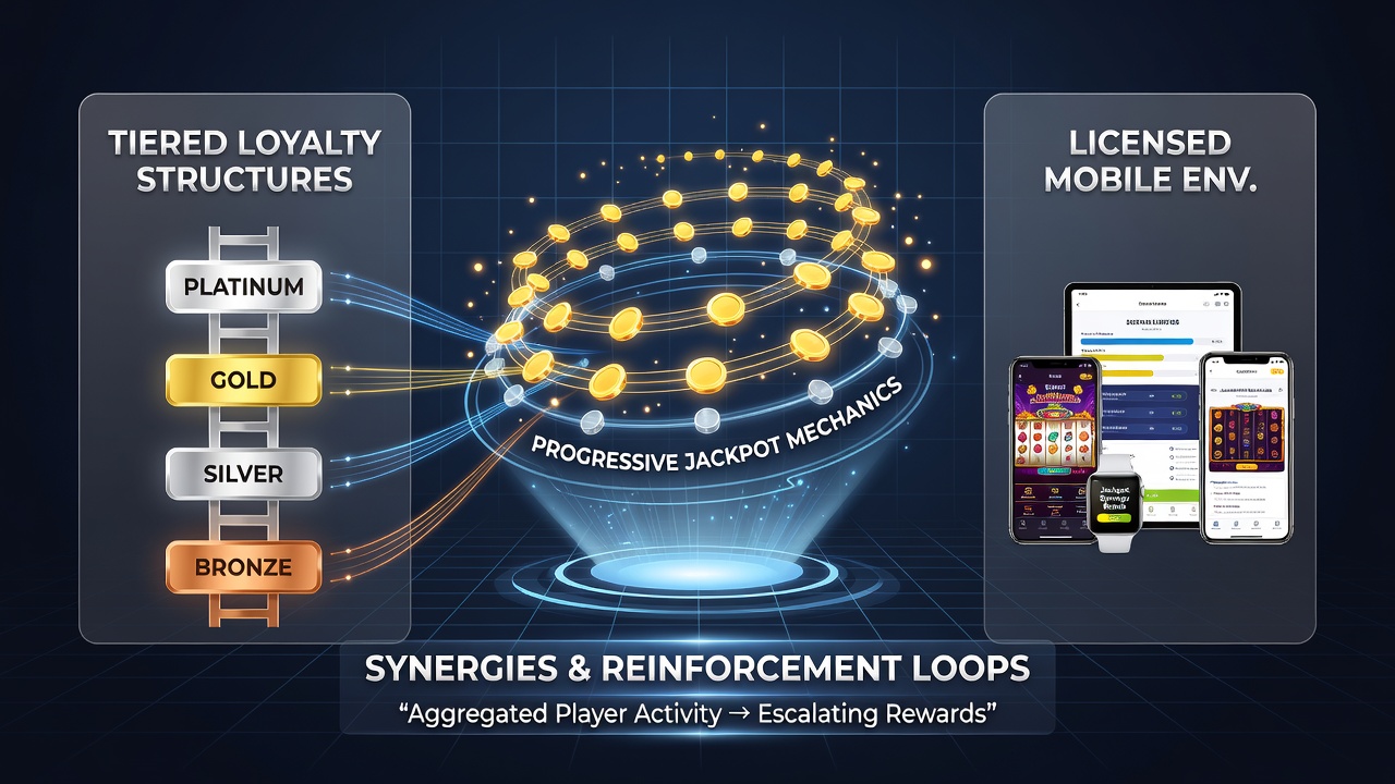 Grafiek die de relatie illustreert tussen loyaliteitstiers en jackpotwinstpercentages in mobiele casino-apps
