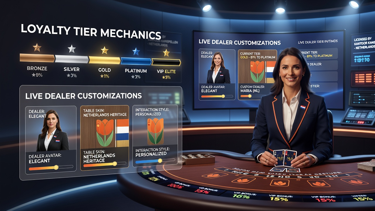 Overzicht van loyaliteitsniveaus en live dealer interfaces in Nederlandse casino's